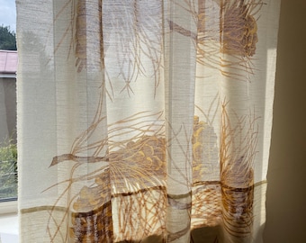 Pair Scandinavian Vintage Curtains Acrylic Wool Vintage Autumn Pinecones Brown Woven 2 Curtain Panels Decorative Home Decor