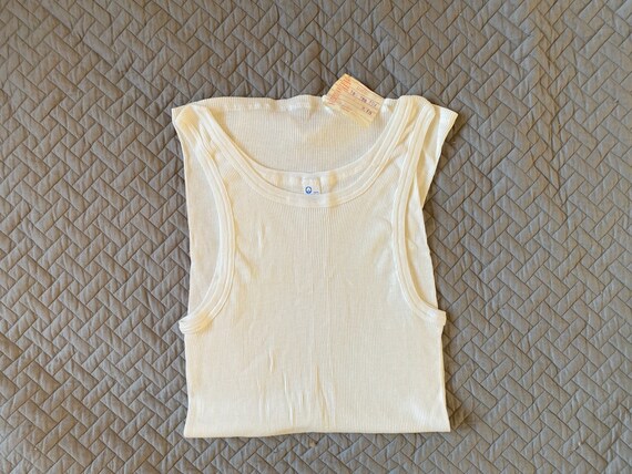 Vintage Unisex Ribbed Cotton Undershirt 