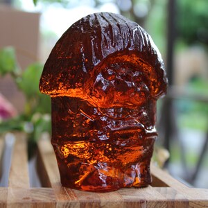 Swedish Vintage Bergdala Glass Troll Ambre Art Glass Paperweight Figurine