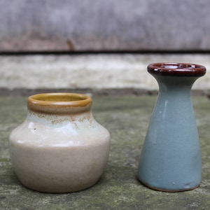 Ceramic Vases Small Grey Blue Beige Colour Flower Vase set of 2 Estonian Ceramic Vintage Home Decor