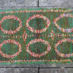 Scandinavian Rya Rug Vintage Wool Mid Century Modern Design Handmade Wool Carpet 60s Pop Art Interior Scandinavian Design