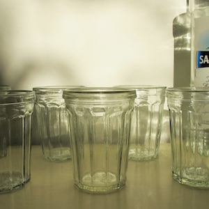 Drinking Glasses Set of 6 Vintage Faceted Hard Glasses Retro Design Collectible