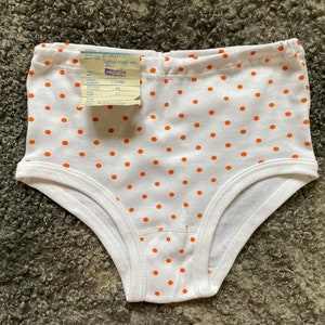 Frauen Unterhose Vintage, Größe M, Orange Polka Dot, unbenutzte Frauen Unterwäsche, Retro 100 % Baumwolle Unterhose Fabrikmarke, Sammlerstück