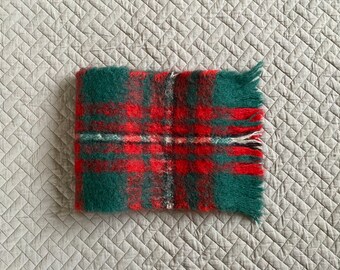 Vintage Plaid Mohair Scarf Warm Mohair Shawl Winter Men Accessories Red  Green Colours Fringes