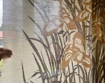 Cortinas vintage escandinavas lana acrílica marrón flores grandes paneles de cortina decoración del hogar decoración floral uno o dos paneles