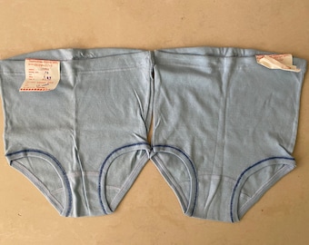 Underwear Kids Set of 2 Vintage High Waist Teen Girls Underpants Vintage Cotton Kids Underwear Blue Pants, New Old Stock, Collectible