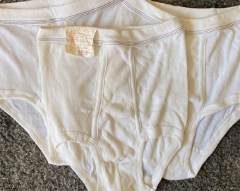 Culottes blanches vintage pour hommes, sous-vêtements rétro en coton côtelé taille M, sous-vêtements de style grand-père, mode des années 80