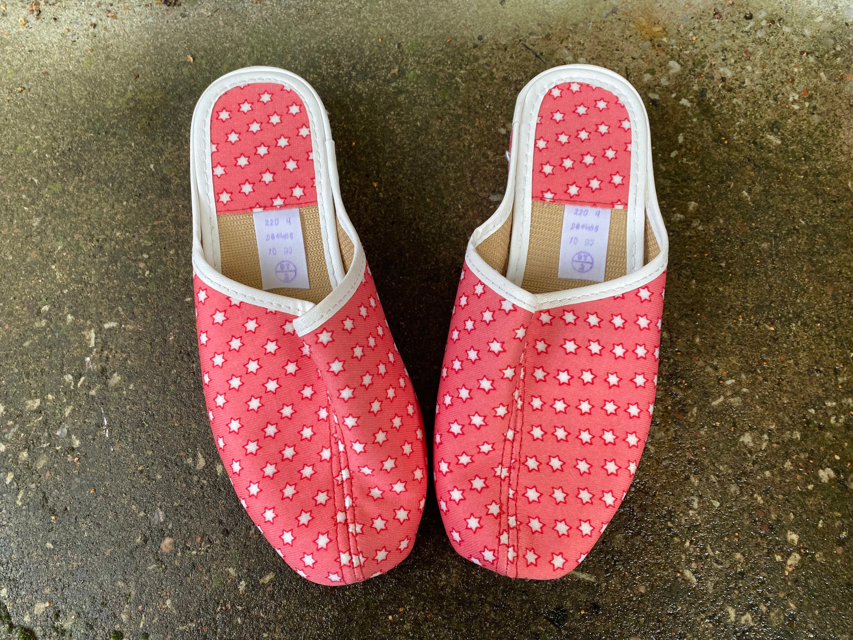 Vintage Slippers Home Shoes Retro Mid Century Women Pink Stars Etsy