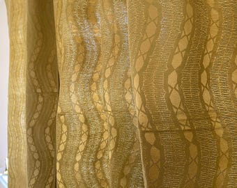 Vintage 90s Olive Green Silky Curtains Synthetic Retro Curtain Panels Luxury Home Decor Living Room Decor Set of 2 Curtain Panels or 1