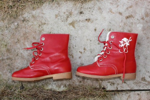 Jaren 80 Vintage Kids Winterlaarzen Meisje Rood Lederen Schoeisel Natuurlijk Zacht Leer Warme Laarzen jaren 1980 Collectible Made in Tsjechoslowakije jaren 80 Etsy Nederland