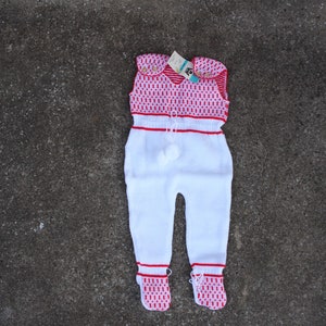 Vintage Baby Knitted Overalls, Vintage Jumpsuit, Size 68 cm tall baby, New Old Stock.