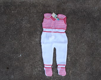 Vintage Baby Knitted Overalls, Vintage Jumpsuit, Size 68 cm tall baby, New Old Stock.