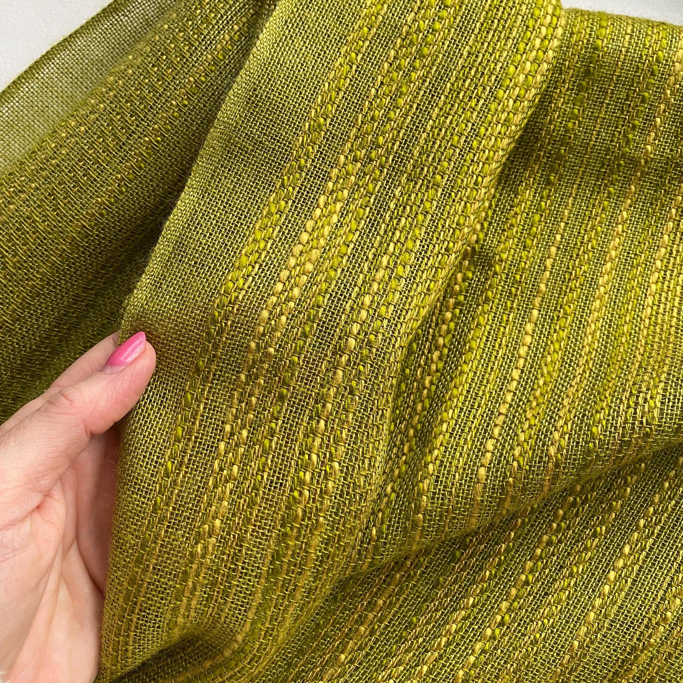 ONE Scandinavian Vintage Green Yellow Curtain Retro Acrylic Wool ...