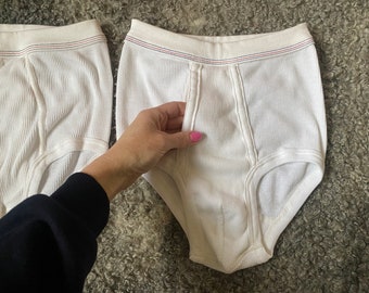 Vintage homme sous vetements blanc cotele en coton XS S S M taille sous vetements taille haute calecon des annees 90 slip blanc inutilise Etsy France