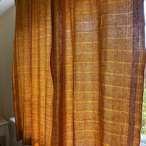Scandinavian Vintage Curtains Nordic Yellow Drapes, Retro Window Panels, Farmhouse Cottagecore Decor, 1970s Danish Textile Swedish Curtains