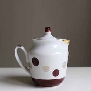 Ukraine Creamer,Vintage Brown Polka Dots Milk Jug Gorodnitsky Porcelain Tableware Retro Kitchen Decor.  Made in Ukraine Collectible
