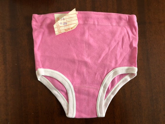 Vintage High Waist Girls Underpants, Vintage Cotton Kids Underwear Pink  Color New Old Stock, Factory Tag 8 Year, Collectible 