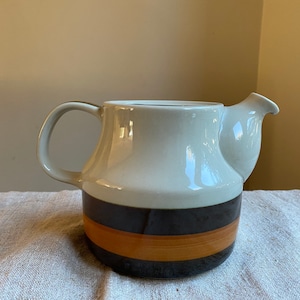 Rörstrand ANNIKA Teapot Designed by Marianne Westman Brown Rims Swedish Scandinavian Design