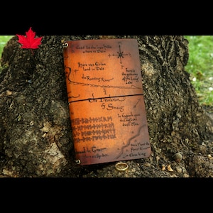 Größere Größe Herr der Ringe Reisende, Leder Travelers Notebook Cover,Lotr Leder Kartenbuch,Einsame Bergkarte,Mittelerde, Hobbit,