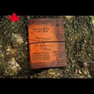 Voyageurs du Seigneur des anneaux PETIT format, couverture de carnet de notes en cuir, carnet de cartes en cuir lotr, carte de la montagne solitaire, terre du milieu, hobbit