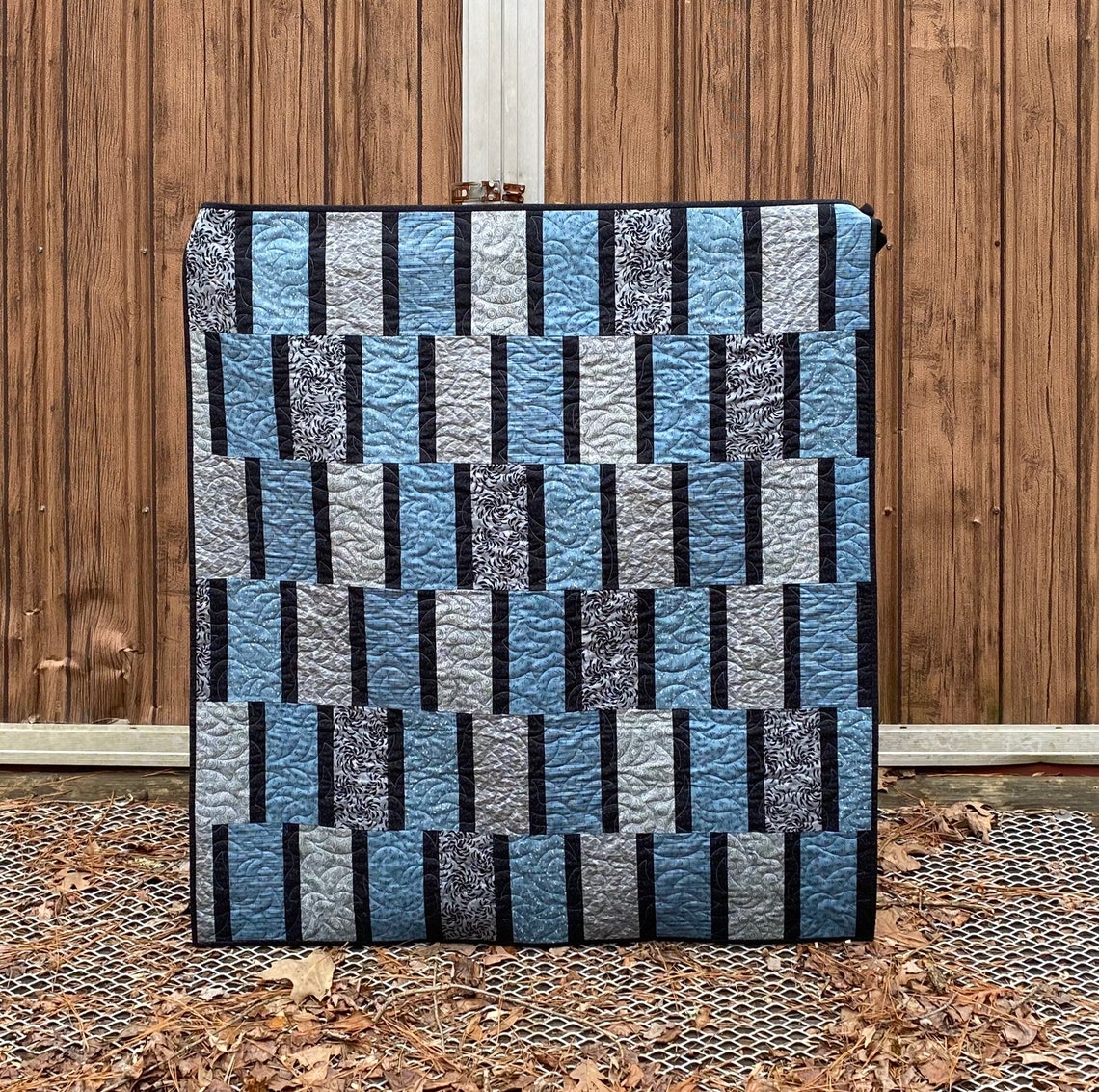 Black and Blue Quilt Etsy