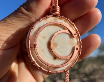 Spotted Jasper moon necklace