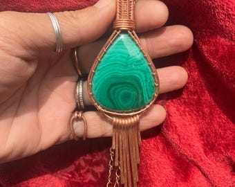 Malachite tassel necklace