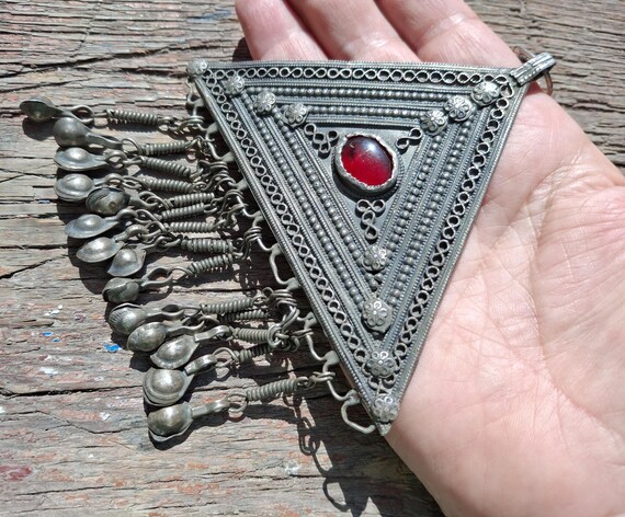 Vintage Armenian Triangular Solid Silver Drop Bow… - image 10