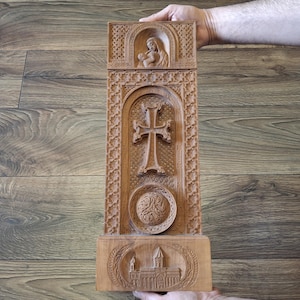 Armenian Wooden Cross: Khachfar, Eternity Sign & Etchmiadzin Cathedral
