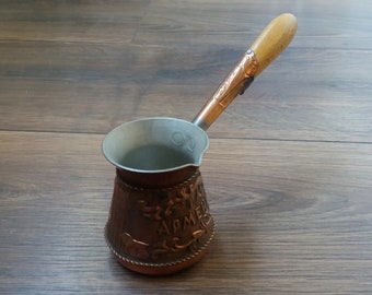 Vintage Armenian Jazzve Coffee Pot – Soviet Era Copper, Battle of