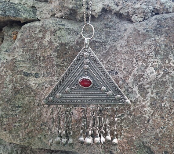 Vintage Armenian Triangular Solid Silver Drop Bow… - image 8