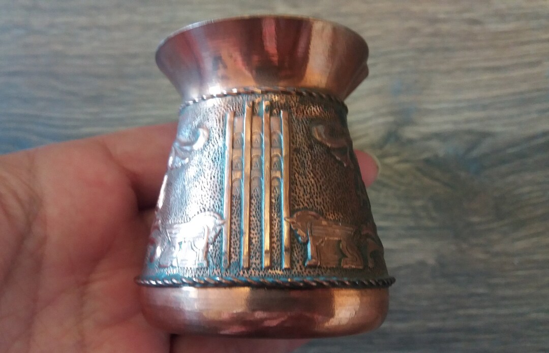 Vintage Armenian Jazzve Coffee Pot – Soviet Era Copper, Battle of
