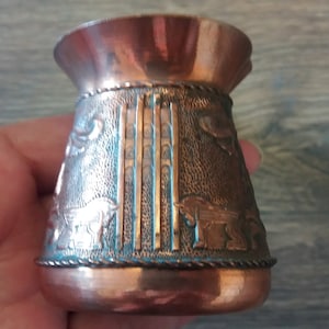 Vintage Armenian Jazzve Coffee Pot – Soviet Era Copper, Battle of Sardarabad Design