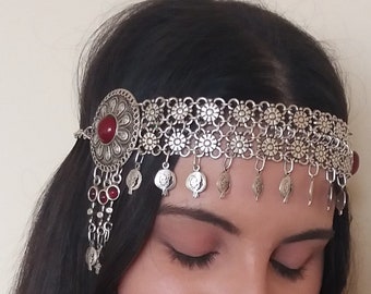 Copricapo armeno con pendente floreale a forma di melograno placcato in argento – Copricapo tradizionale