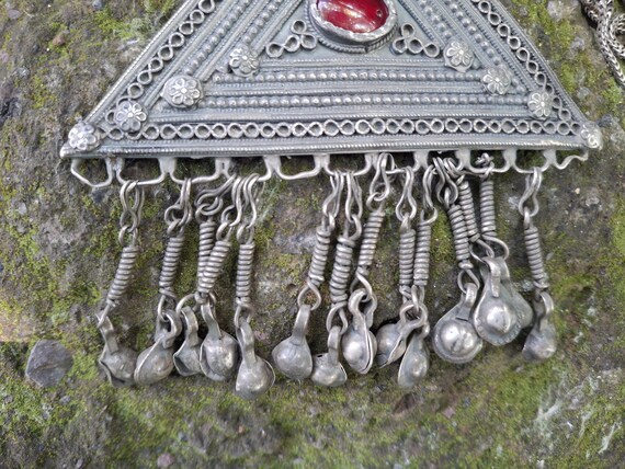 Vintage Armenian Triangular Solid Silver Drop Bow… - image 5