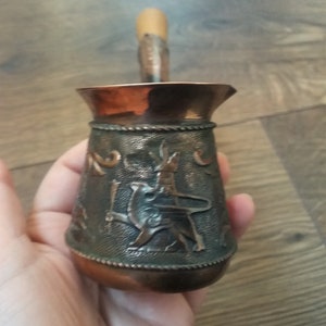 Vintage Armenian Jazzve Coffee Pot – Soviet Era Copper Cezve, Yerevan Seal Design