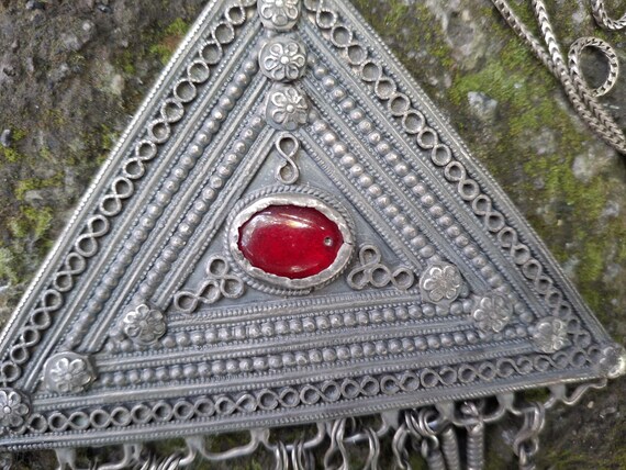 Vintage Armenian Triangular Solid Silver Drop Bow… - image 6