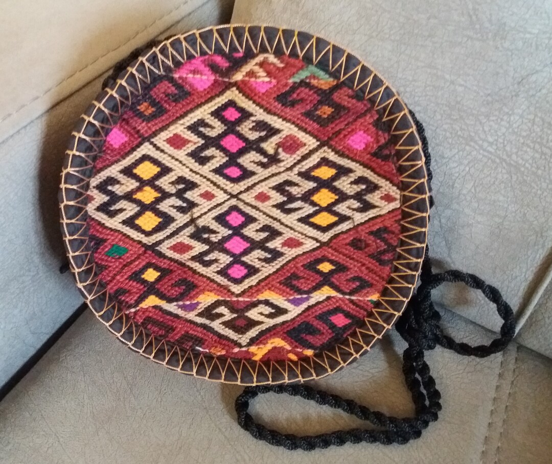 Handmade Round Cross Body Rug Bag, Armenian Handbag, Ethnic Bag, Circle ...