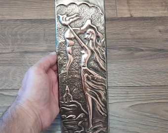 The Legend of Tamar Vintage Embossed Copper Wall Decoration, Achtamar Armenian Legend, Home Gift, Armenian Decorative Art, Retro Metal Work