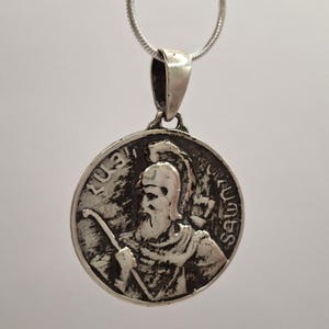 Hayk Nahapet Sterling Silver Coin Pendant: Armenian Legend & Mount Ararat Necklace