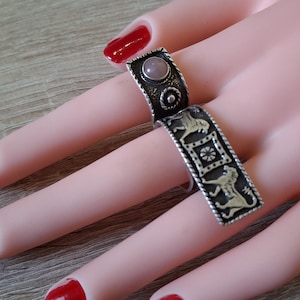 Adjustable Open Multi finger Sterling Silver kings of Armenia Ring, Eternity and Lions Ring, Yerevan Erebuni Ring, Taraz Jewelry