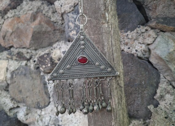 Vintage Armenian Triangular Solid Silver Drop Bow… - image 13