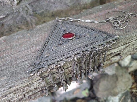 Vintage Armenian Triangular Solid Silver Drop Bow… - image 12