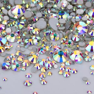 Gorgeous 16 Cut Glass Clear Crystal AB Hotfix Or Glue On Crystals Sizes -12ss -16ss -20ss -30ss