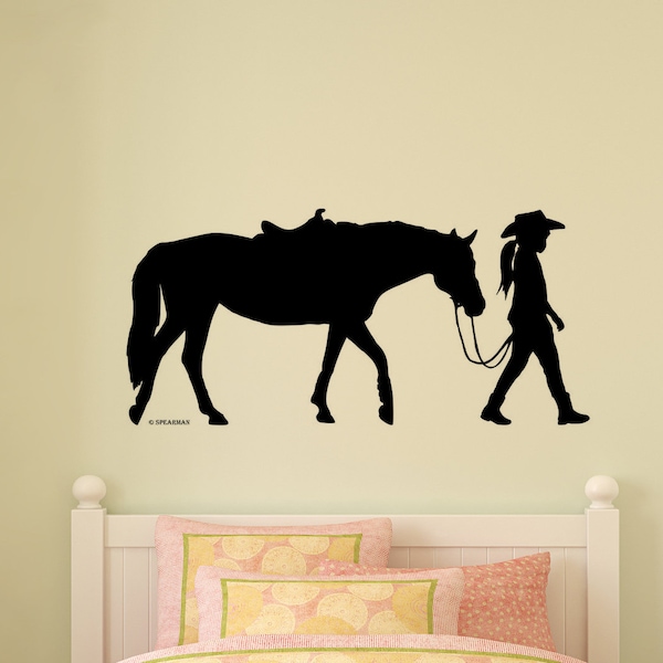 Horse Girls Room Vinyl Wall Decal Pony Trailer Truck Vehicle Graphic Western Cowgirl Cowboy Horse Rider College Decor Dorm Student Sticker