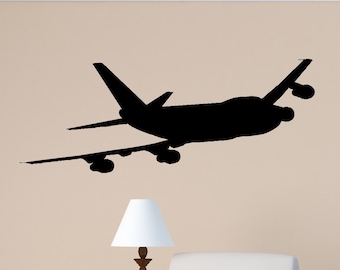 Airplane Wall Decal Jet Airliner Sticker Aircraft Jumbo Jet Boys Bedroom Decor Office College Dorm Room Aviation Decal Flying Jet Mural
