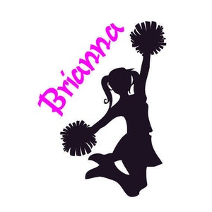 Personalized Cheerleader Vinyl Wall Decal Girls Bedroom Name Sticker College Sports Team Cheer Teen College Girl Dorm Room Sports Decor