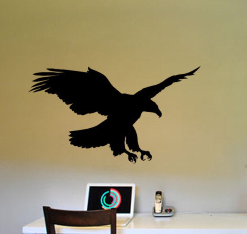 Eagle Wall decal Soaring Bald Eagle Bird Decor Sticker Office Etsy