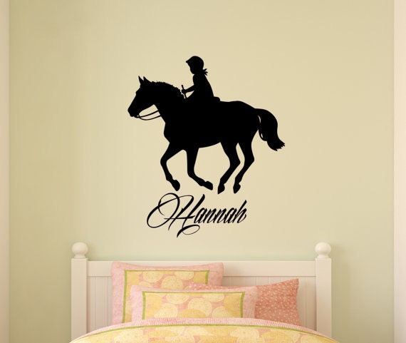 horse decal horse rider sticker teen girl personalized name | etsy