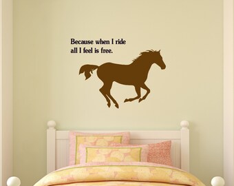 Horse Vinyl Wall Decal Wall Words Quote Sticker Girls Bedroom Western Decor Teen Room Pony Mural College Dorm Horse Rider  23 X 30 inches